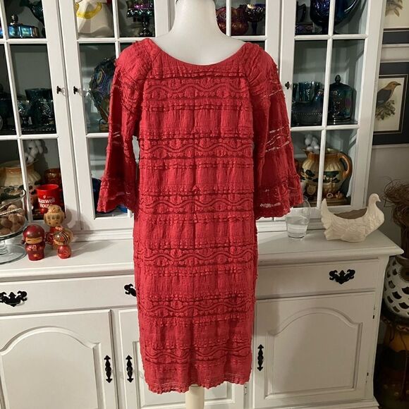 Half Sleeve Dress Lace Overlay  Sz 14P Chris McLaughlin - Picture 6 of 9
